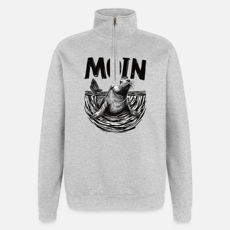 Seehund Robbe Ostsee Nordsee Moin - Quarter-Zip-Sweatshirt - Grau meliert