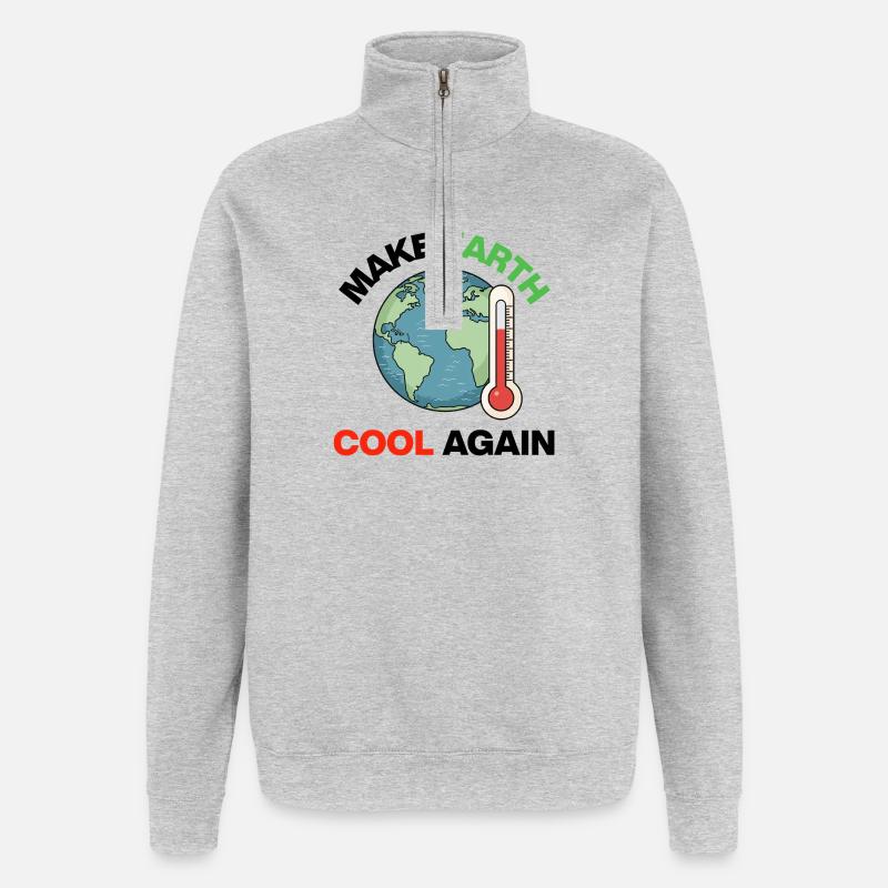 Make Earth Cool Again – Act Now - Quarter-Zip Sweatshirt - heather grey