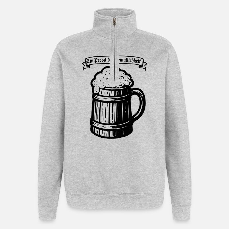 Ein Prosit der Gemütlichkeit - Sweat à zip 1/4 - gris chiné