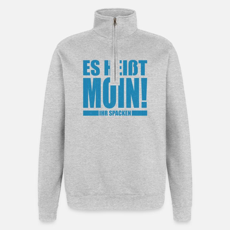 Es heißt Moin, ihr Spacken - Quarter-Zip-Sweatshirt - Grau meliert