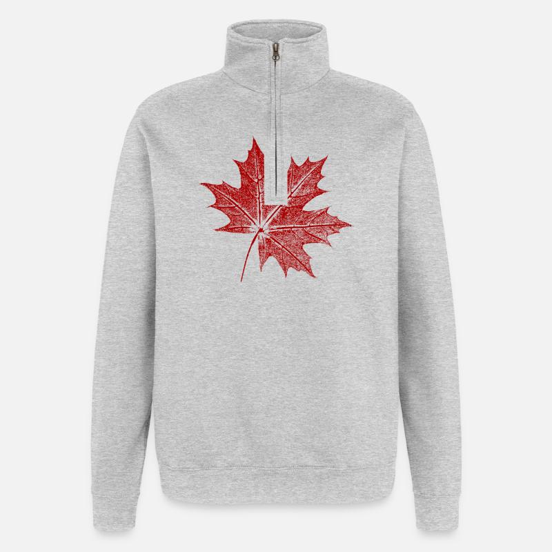 Maple leaf - Quarter-Zip Sweatshirt - heather grey