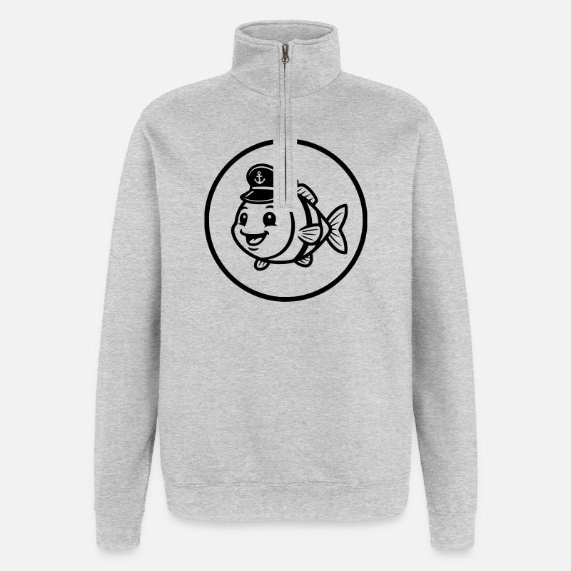 Drôle de Poisson Capitaine Casquette BD - Sweat à zip 1/4 - gris chiné