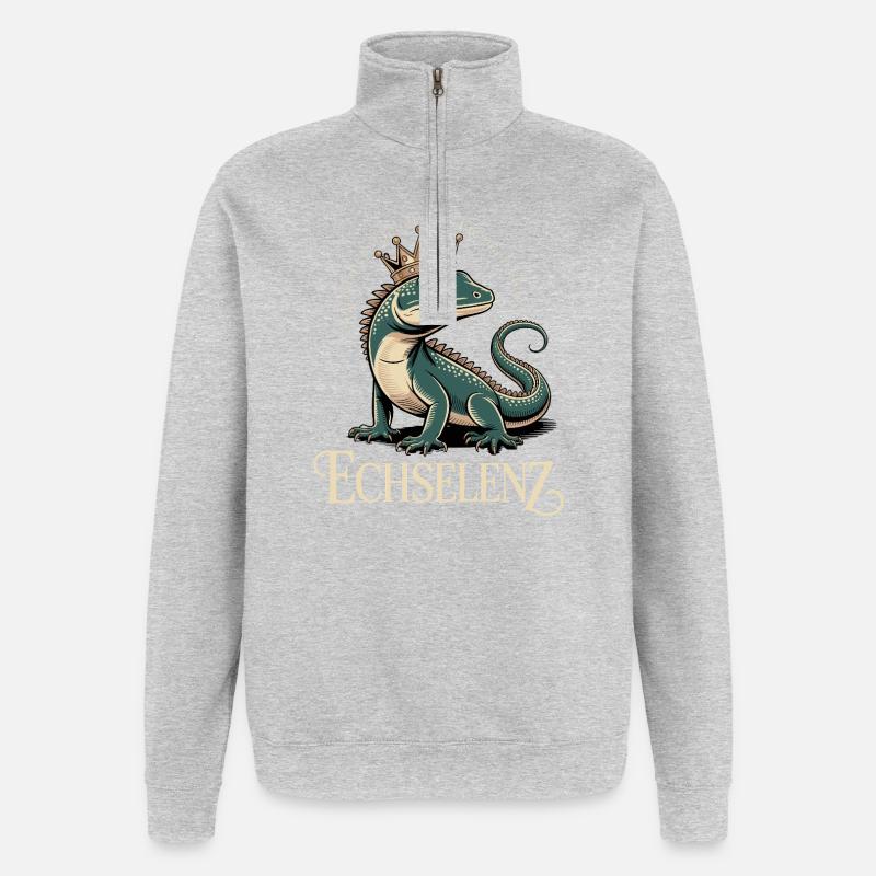 Lizard Funny Lizard - Quarter-Zip Sweatshirt - heather grey