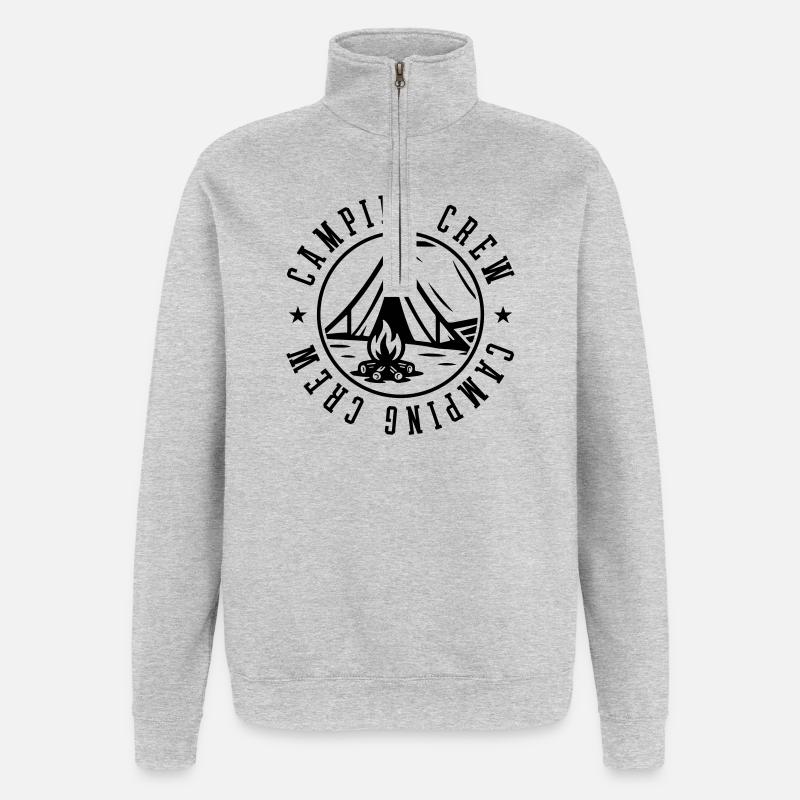 Camping Crew Zelt Lagerfeuer - Quarter-Zip-Sweatshirt - Grau meliert
