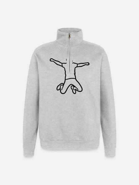 Jumping Person – Minimalist Drawing - Quarter-Zip Sweatshirt - heather grey