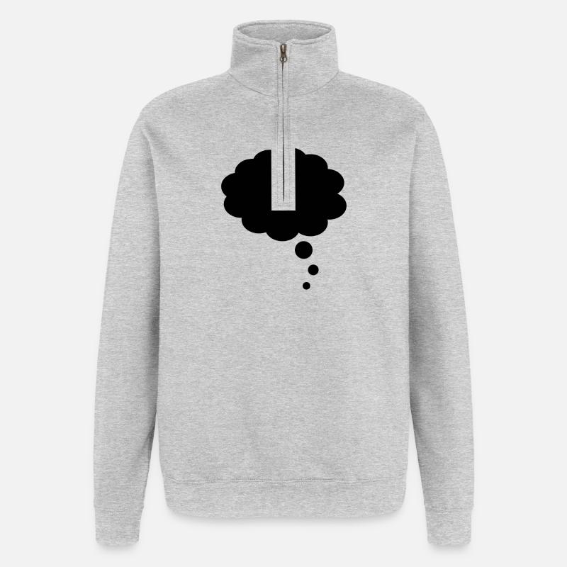 Bulle de pensée - Sweat à zip 1/4 - gris chiné