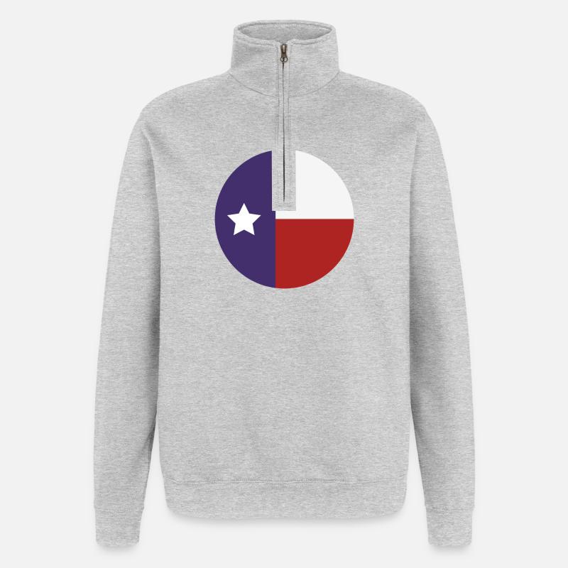Drapeau rond du Texas - Sweat à zip 1/4 - gris chiné