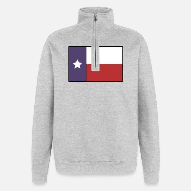 Drapeau du Texas - Sweat à zip 1/4 - gris chiné