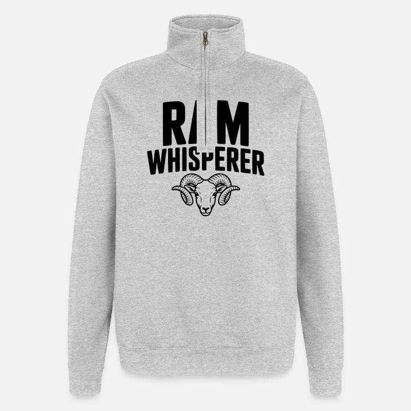 Ram-Flüsterer - Quarter-Zip-Sweatshirt - Grau meliert