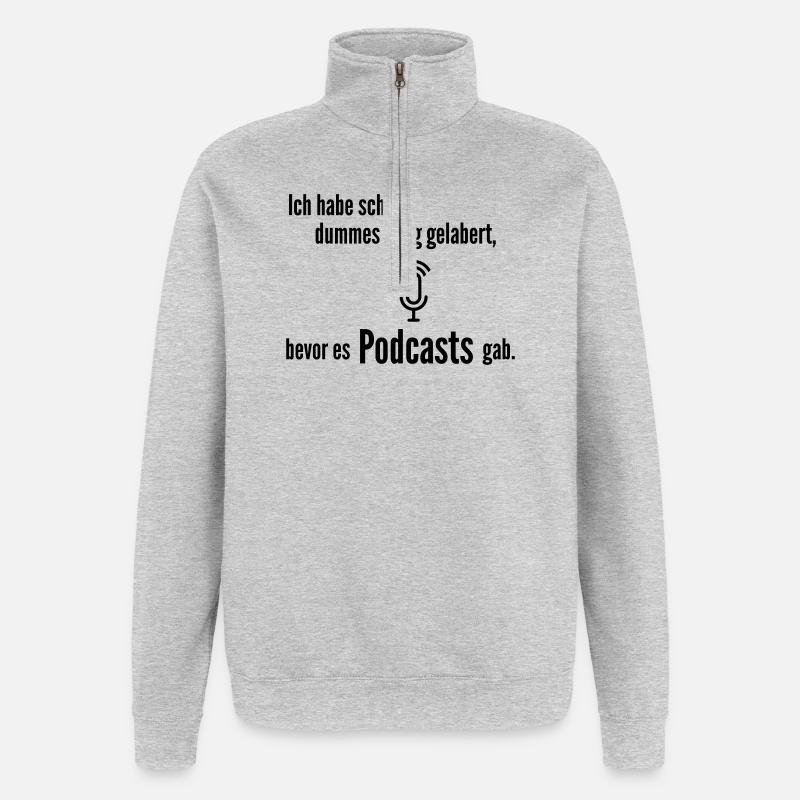 bevor Podcast - Quarter-Zip-Sweatshirt - Grau meliert