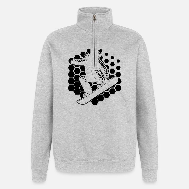 Graphisme de snowboard pour snowboard - Sweat à zip 1/4 - gris chiné