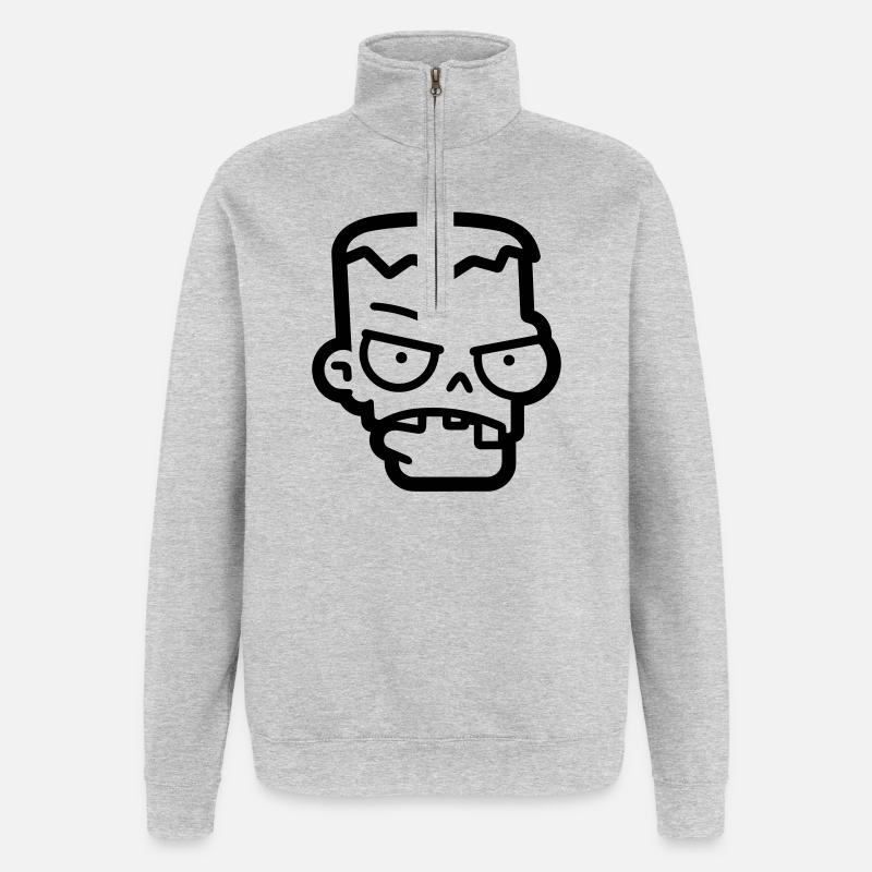 zombie - Sweat à zip 1/4 - gris chiné