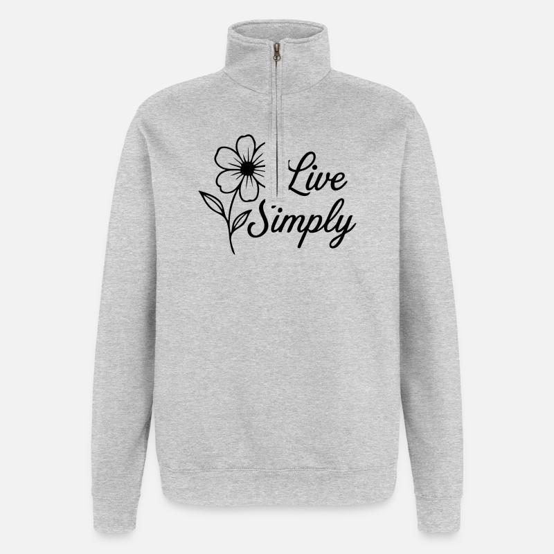 Vivre simplement - Sweat à zip 1/4 - gris chiné