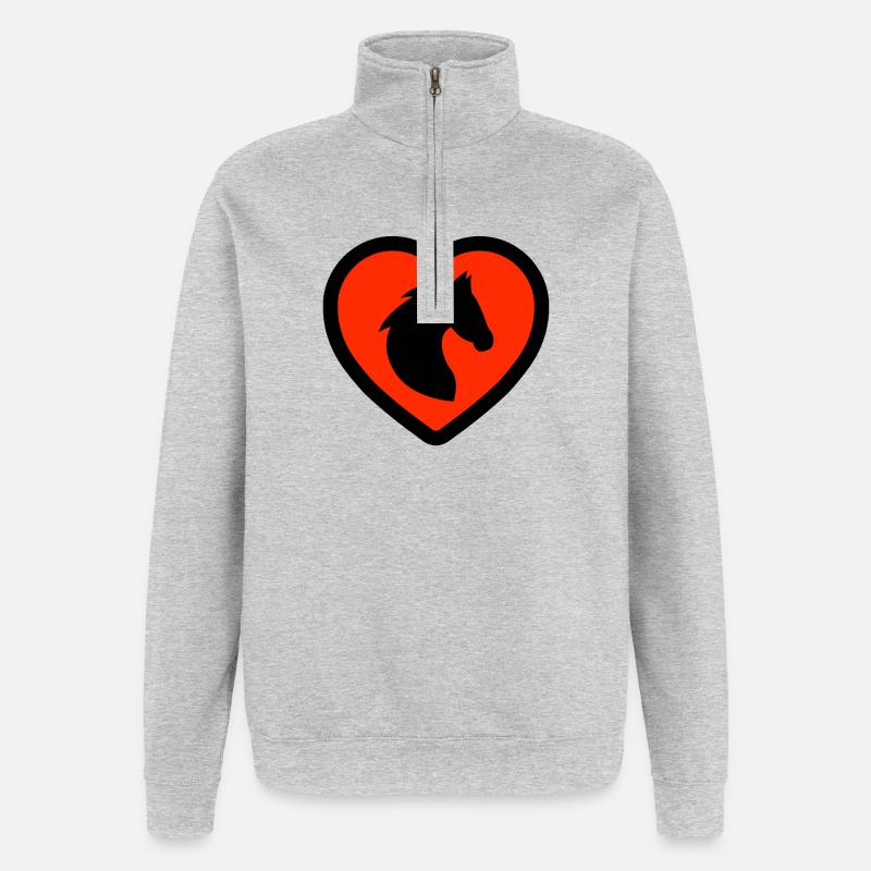 Pferde - Quarter-Zip-Sweatshirt - Grau meliert
