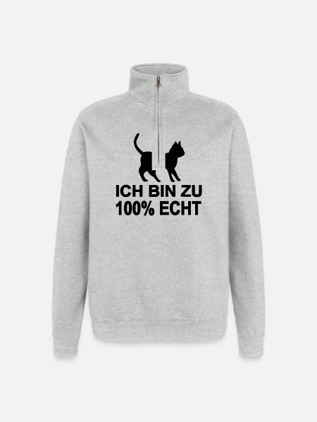 Chat - Sweat à zip 1/4 - gris chiné
