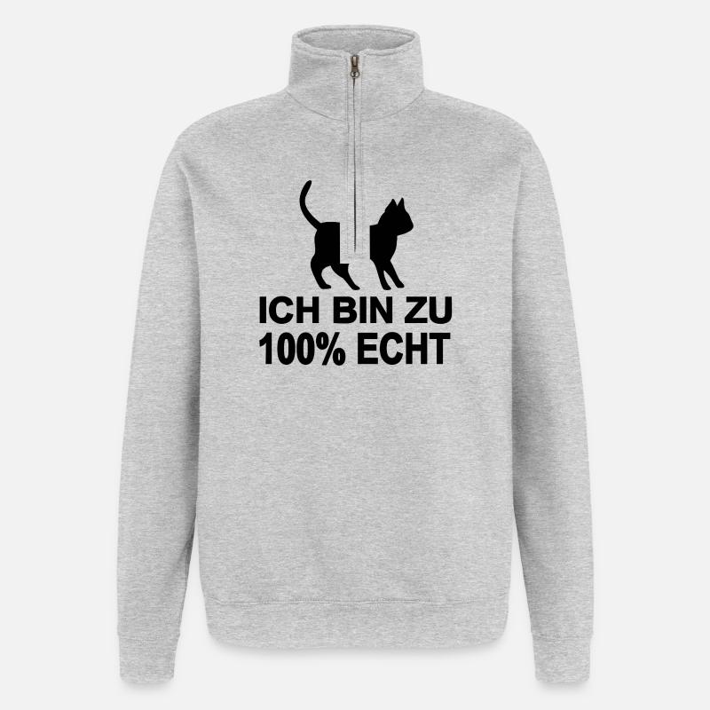 Chat - Sweat à zip 1/4 - gris chiné