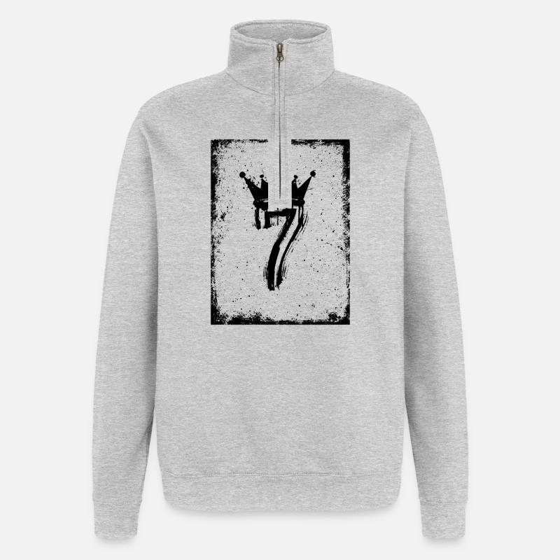 7 – Conception du Roi Couronne - Sweat à zip 1/4 - gris chiné
