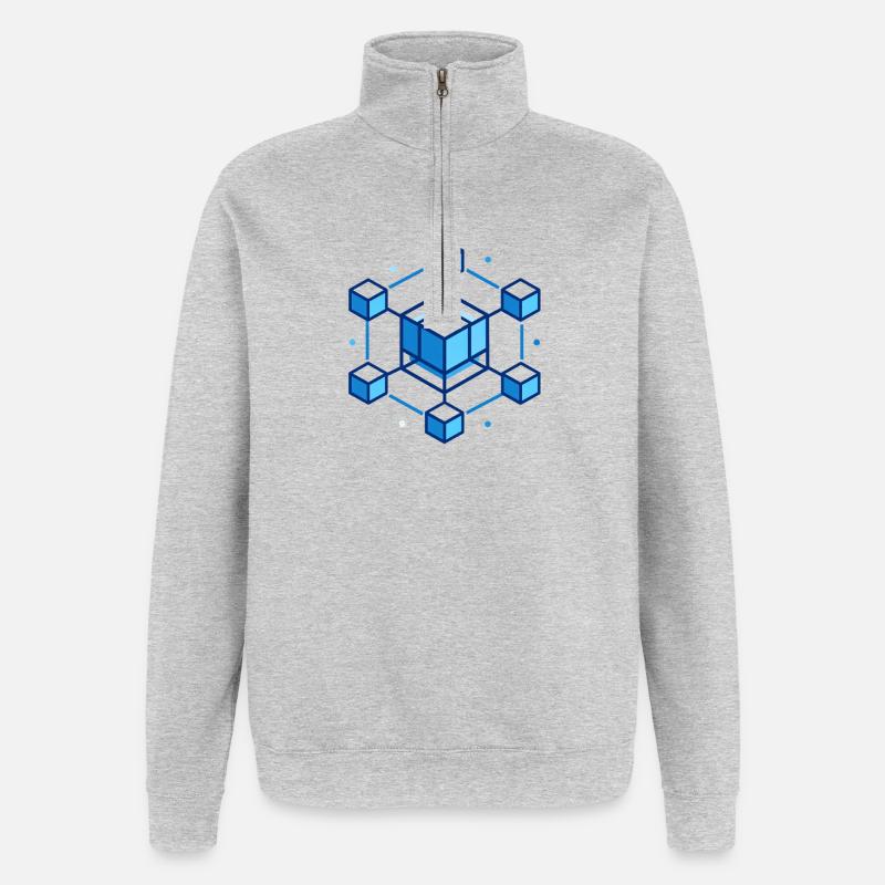 Isometric Cube Meshing - Quarter-Zip Sweatshirt - heather grey