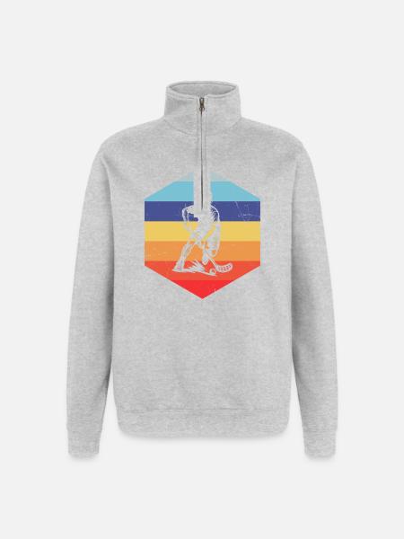 Attention floorball fans, simple statement - Quarter-Zip Sweatshirt - heather grey