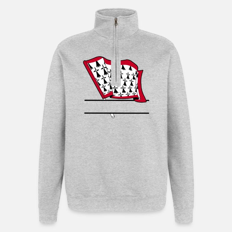 Limousin-Flaggen-Textraum - Quarter-Zip-Sweatshirt - Grau meliert