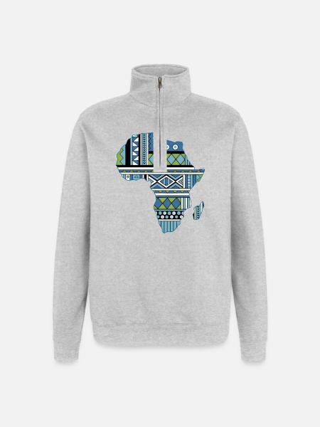 Africa Map Tribal - Quarter-Zip Sweatshirt - heather grey
