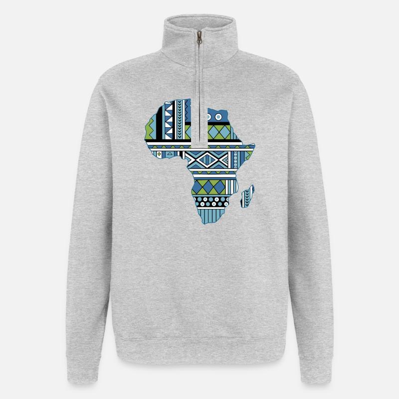 Africa Map Tribal - Quarter-Zip Sweatshirt - heather grey