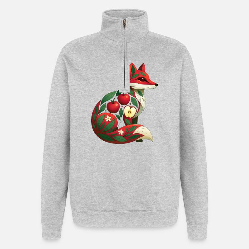 Fuchs Apfel - Quarter-Zip-Sweatshirt - Grau meliert