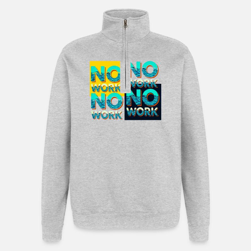 Aucun travail avec les ondes - Sweat à zip 1/4 - gris chiné