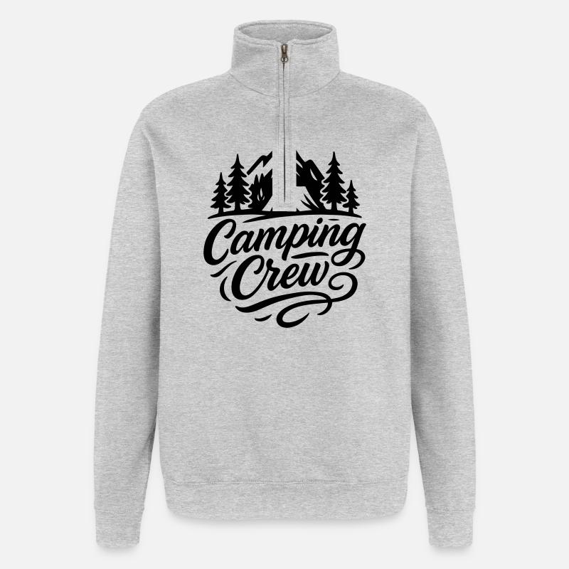 Équipe de camping - Sweat à zip 1/4 - gris chiné