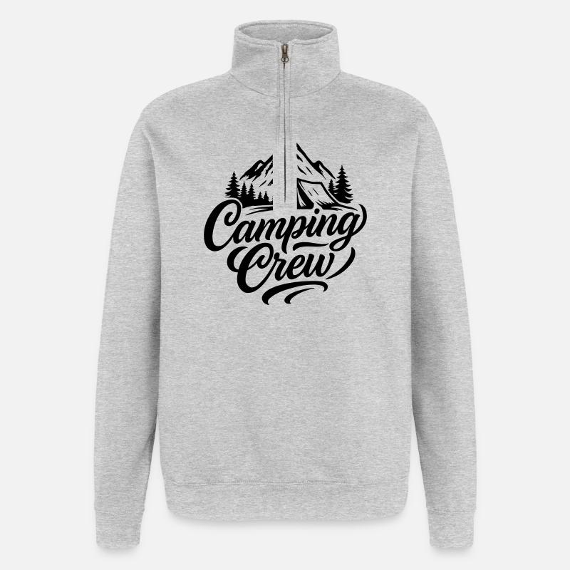 Camping Crew Zelt Berge - Quarter-Zip-Sweatshirt - Grau meliert