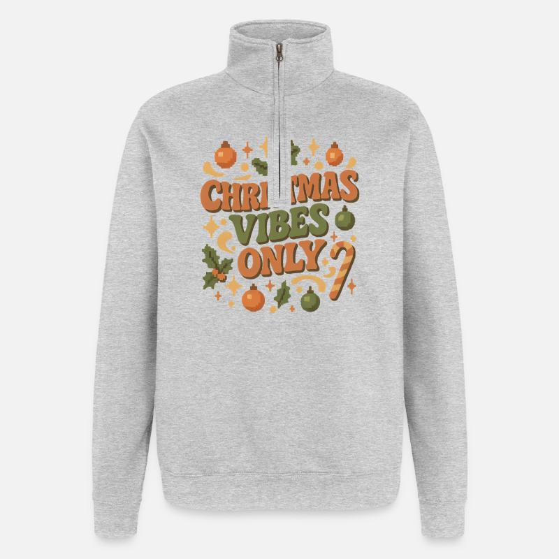 Weihnachts Vibes Only - Quarter-Zip-Sweatshirt - Grau meliert