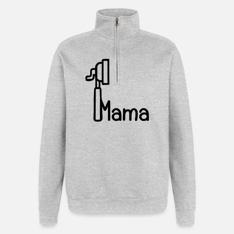 Machine à café Porte-filtre Mama - Sweat à zip 1/4 - gris chiné