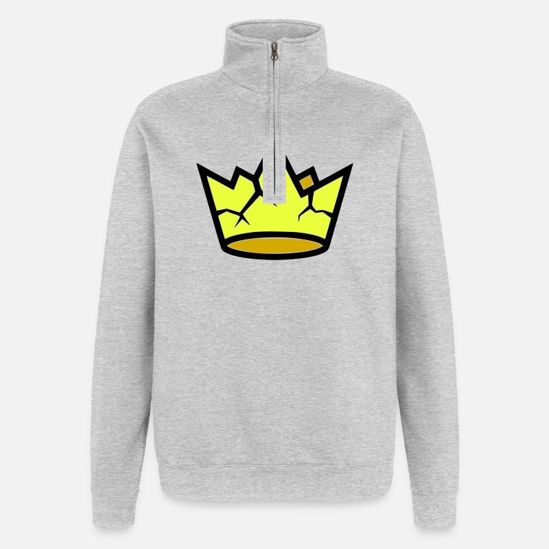 Broken Crown Grunge Cracked Vector - Quarter-Zip Sweatshirt - heather grey