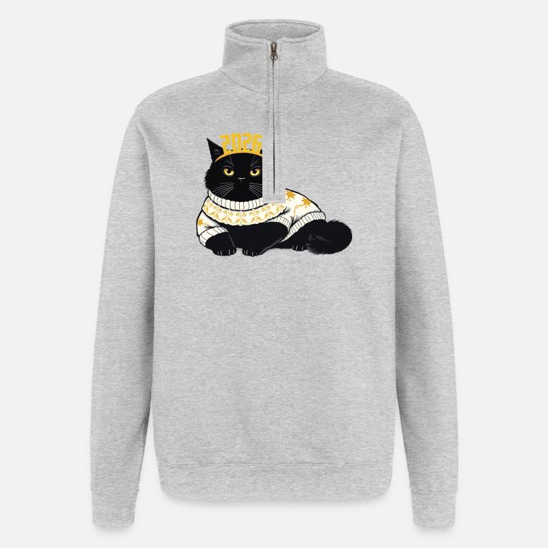 Conception du Nouvel An 2026 - Sweat à zip 1/4 - gris chiné