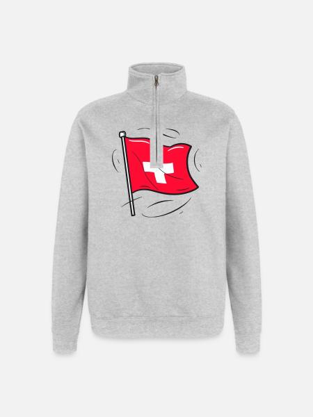 Schweizer Flagge Patriot Design - Quarter-Zip-Sweatshirt - Grau meliert