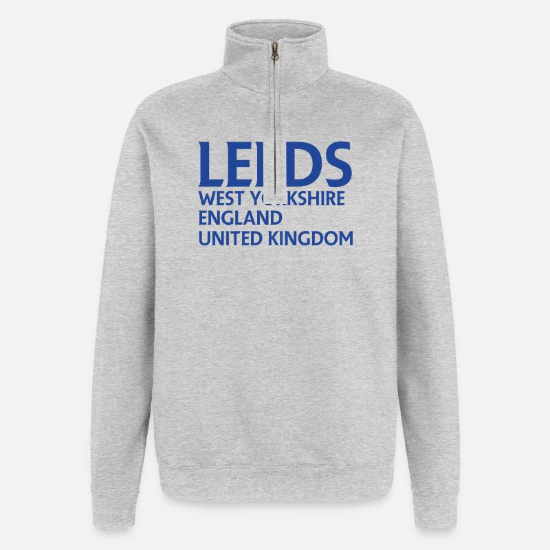 Leeds – Angleterre Conception des paroles - Sweat à zip 1/4 - gris chiné