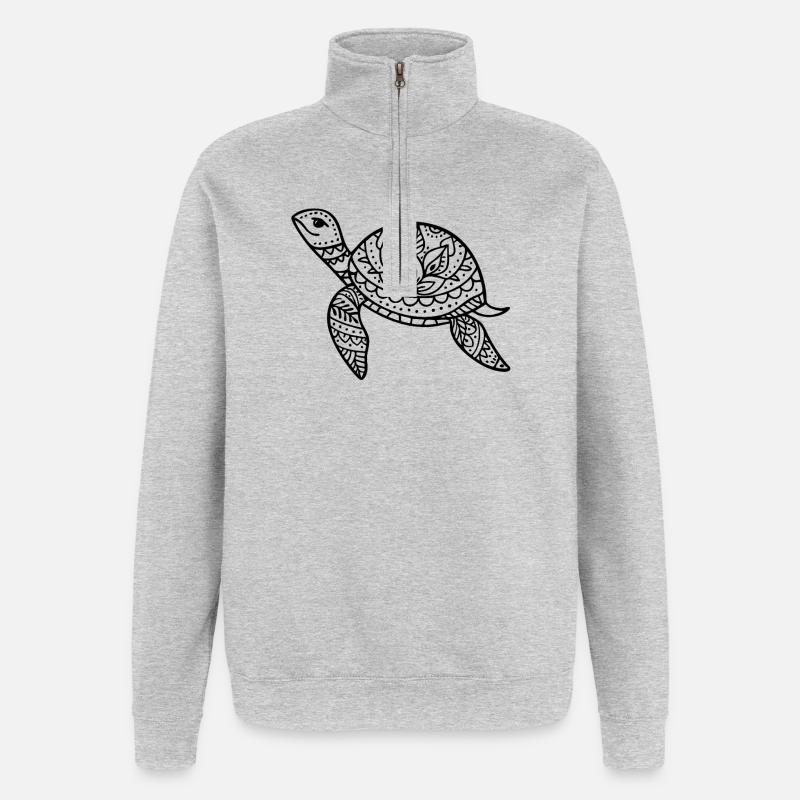 Boho turtle sea illustration Boho style - Quarter-Zip Sweatshirt - heather grey