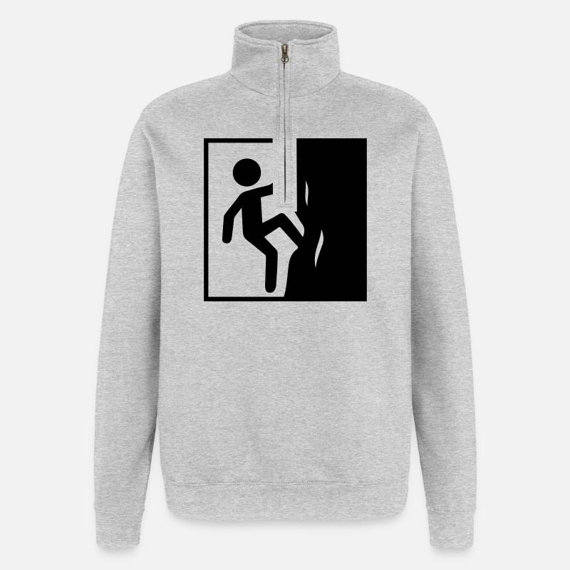 Klettern Symbol Sport - Quarter-Zip-Sweatshirt - Grau meliert
