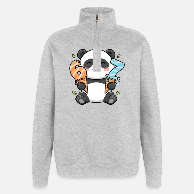 Panda Glace Délice 67 Mème - Sweat à zip 1/4 - gris chiné