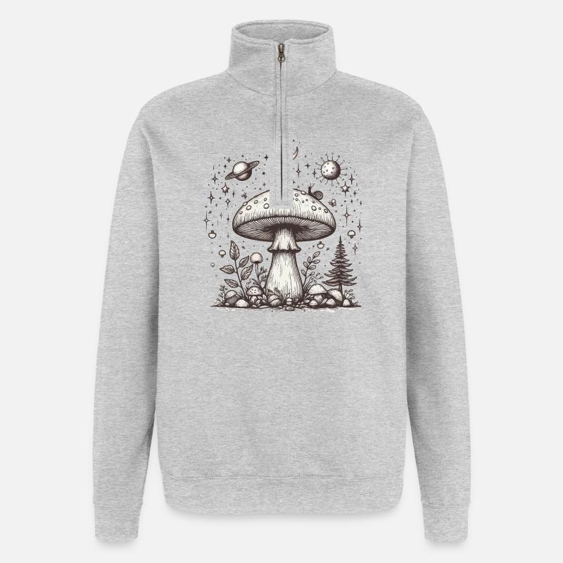 Psilo champignon crapaud - Sweat à zip 1/4 - gris chiné