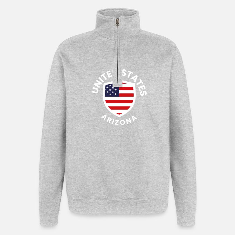 Arizona Shield mit der US-Flagge - Quarter-Zip-Sweatshirt - Grau meliert