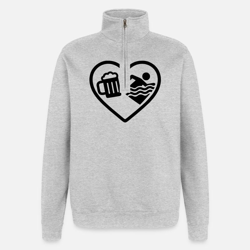 Herzschwimmendes Bier - Quarter-Zip-Sweatshirt - Grau meliert