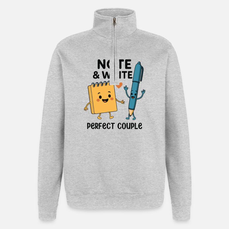 Note & Write Perfect Couple Fun Design - Sweat à zip 1/4 - gris chiné