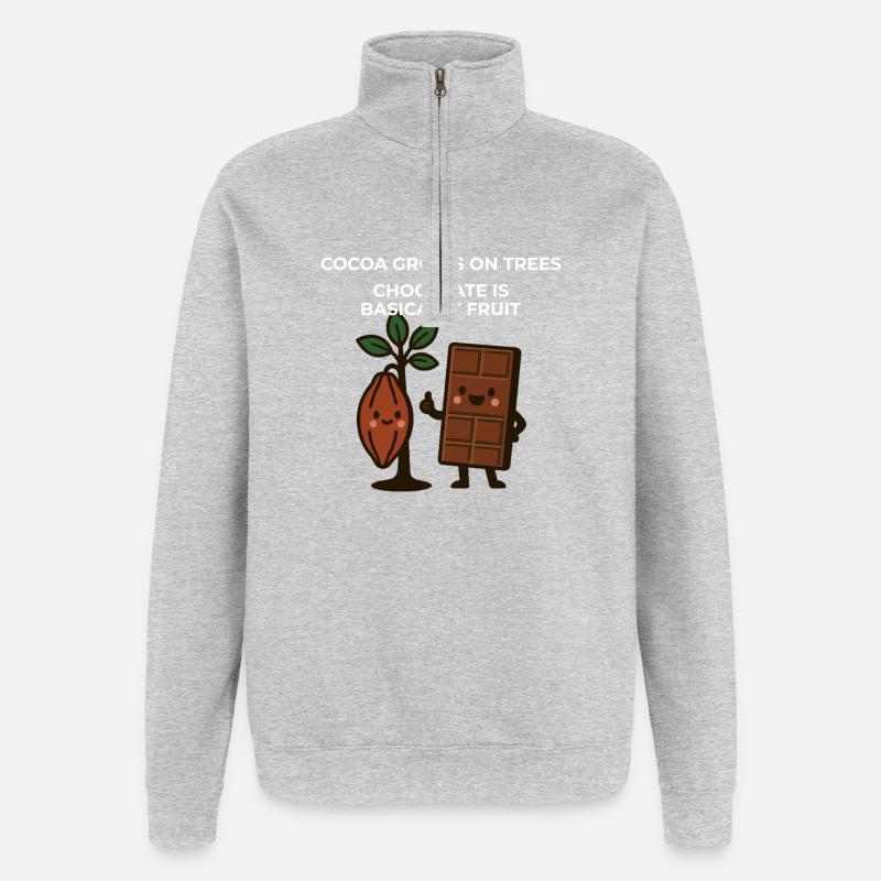 Chocolate is Fruit – Funny Cocoa Saying - Quarter-Zip Sweatshirt - heather grey