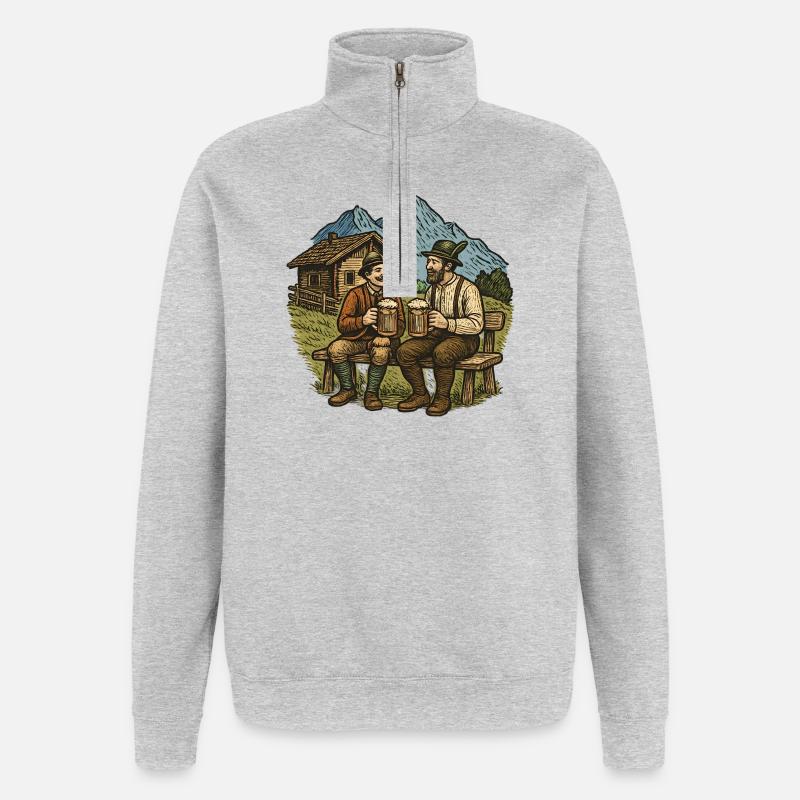 Bayerische Bierfreunde Alpenblick - Quarter-Zip-Sweatshirt - Grau meliert