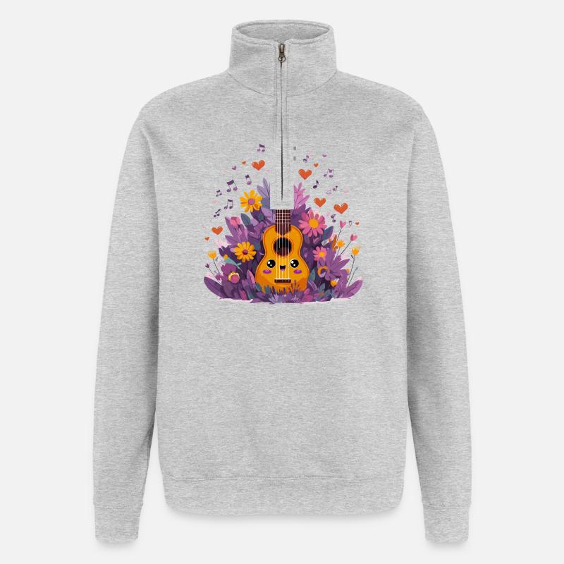 Blooming Ukulele Combo - Quarter-Zip Sweatshirt - heather grey