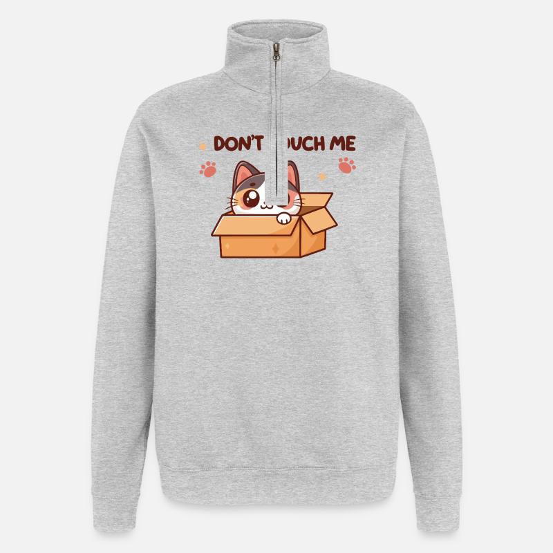 Kätzchen in der Box – Nicht anfassen - Quarter-Zip-Sweatshirt - Grau meliert