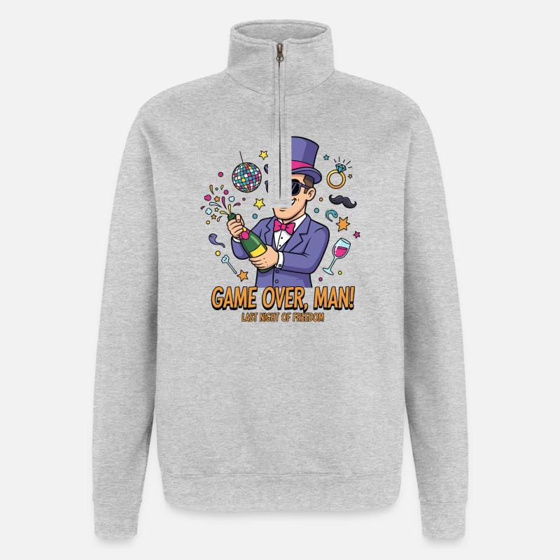 Game Over Man : Last Freedom Celebration - Sweat à zip 1/4 - gris chiné
