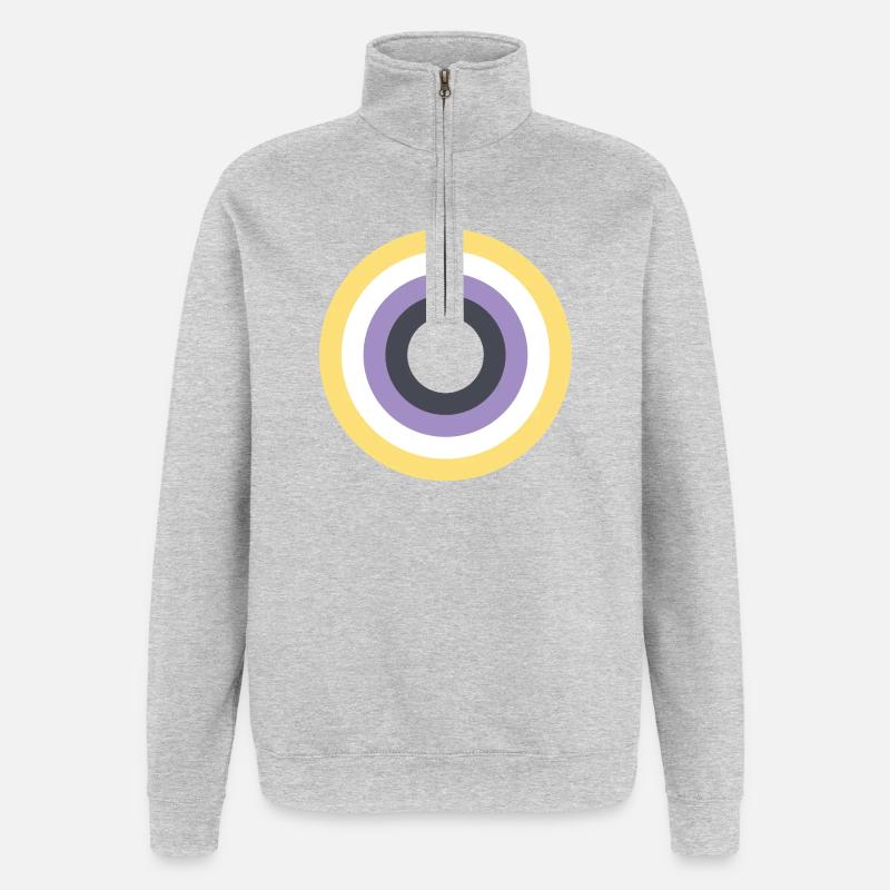 Concentric Ring Palette LGBTQ Non Binary - Quarter-Zip Sweatshirt - heather grey