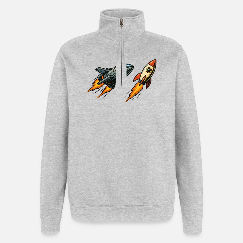 Espace de dessin animé Rocket Sprint - Sweat à zip 1/4 - gris chiné
